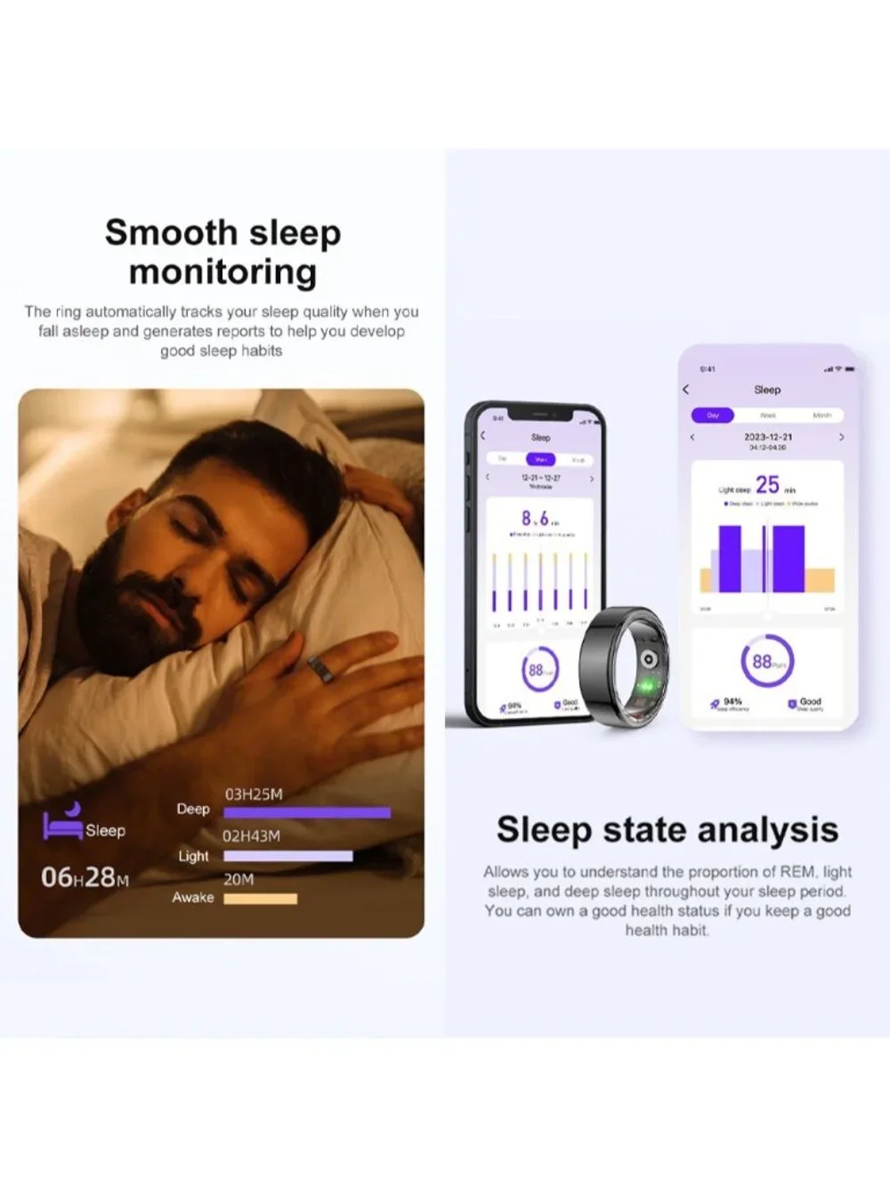 COLMI R02 Smart Ring with Charging Case Health Fitness Tracker Heart Rate Sleep